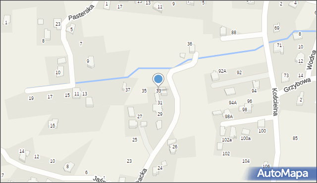 Meszna, Strażacka, 33, mapa Meszna