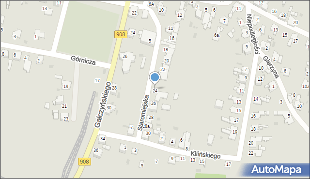 Miasteczko Śląskie, Staromiejska, 24, mapa Miasteczko Śląskie