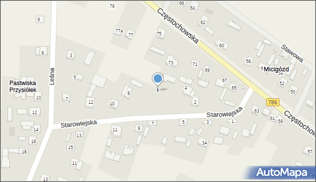 Micigózd, Starowiejska, 6, mapa Micigózd