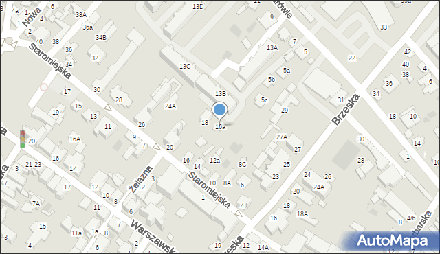 Międzyrzec Podlaski, Staromiejska, 16a, mapa Międzyrzec Podlaski