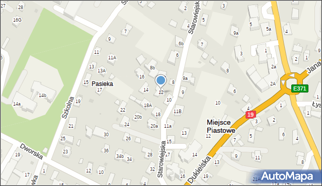 Miejsce Piastowe, Starowiejska, 12, mapa Miejsce Piastowe