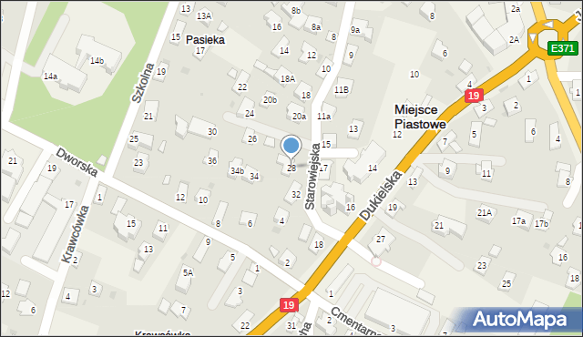Miejsce Piastowe, Starowiejska, 28, mapa Miejsce Piastowe