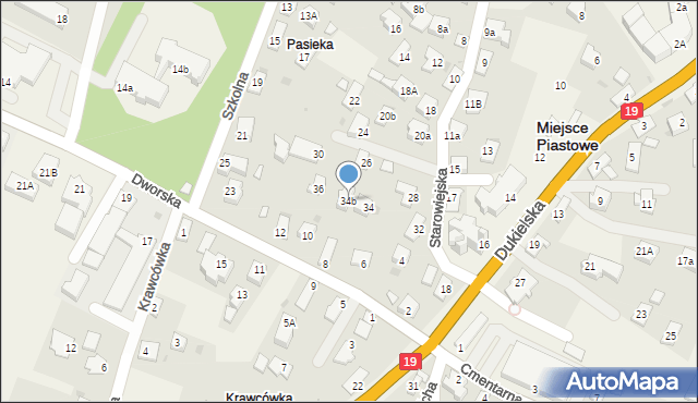 Miejsce Piastowe, Starowiejska, 34b, mapa Miejsce Piastowe