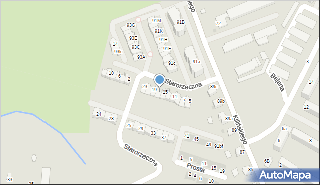 Mielec, Starorzeczna, 17, mapa Mielca