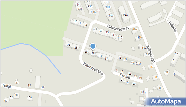 Mielec, Starorzeczna, 29, mapa Mielca