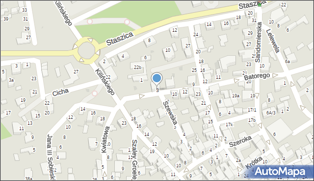 Mielec, Stefana Batorego, 3, mapa Mielca