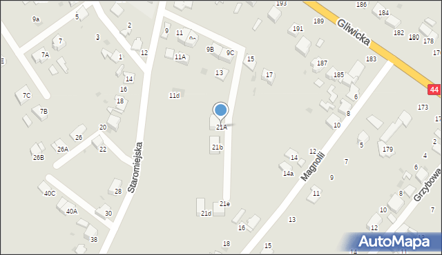 Mikołów, Staromiejska, 21A, mapa Mikołów