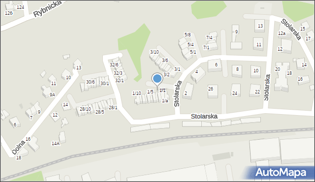 Mikołów, Stolarska, 1/3, mapa Mikołów