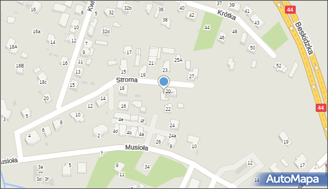 Mikołów, Stroma, 20a, mapa Mikołów