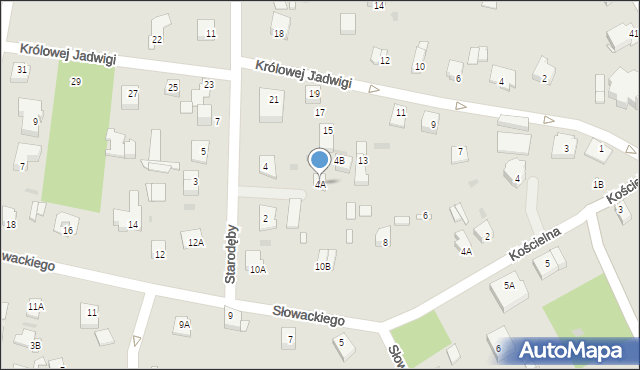 Milanówek, Starodęby, 4A, mapa Milanówek