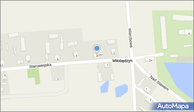 Miłobędzyn, Starowiejska, 4, mapa Miłobędzyn