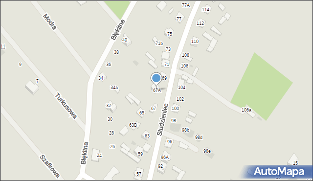 Mława, Studzieniec, 67A, mapa Mława