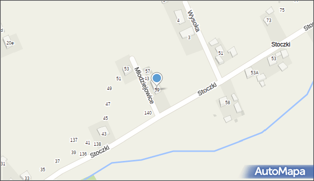 Młodziejowice, Stoczki, 59, mapa Młodziejowice
