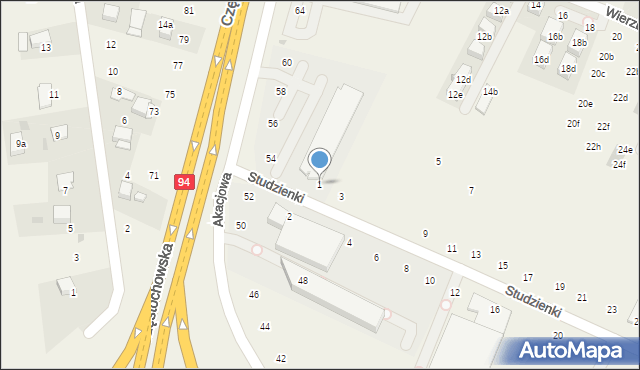 Modlnica, Studzienki, 1, mapa Modlnica