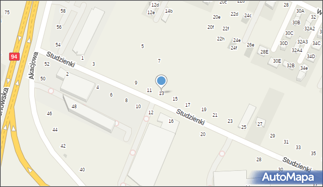 Modlnica, Studzienki, 13, mapa Modlnica