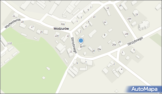 Modzurów, Strzybnego, ks., 30, mapa Modzurów