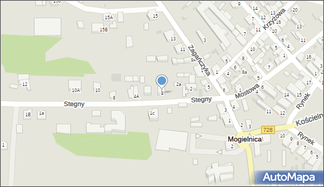 Mogielnica, Stegny, 4, mapa Mogielnica