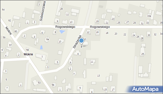 Mokre, Strażacka, 8, mapa Mokre