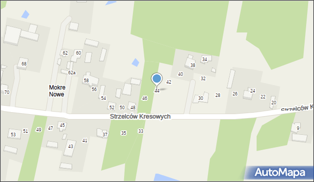 Mokre, Strzelców Kresowych, 44, mapa Mokre