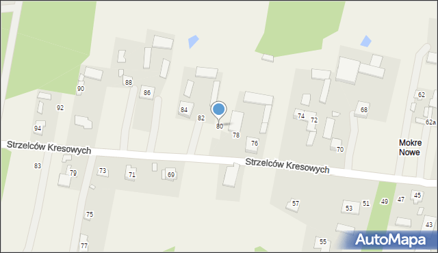 Mokre, Strzelców Kresowych, 80, mapa Mokre
