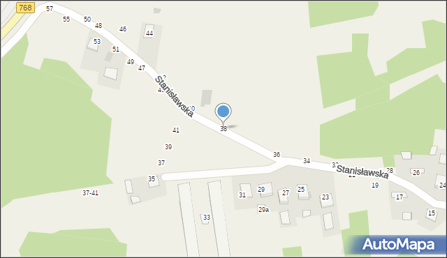Mokrzyska, Stanisławska, 38, mapa Mokrzyska