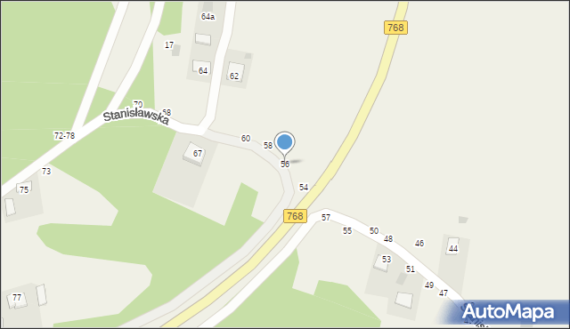 Mokrzyska, Stanisławska, 56, mapa Mokrzyska