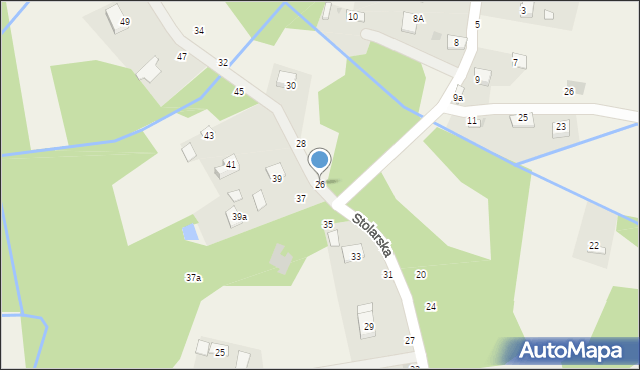 Mokrzyska, Stolarska, 26, mapa Mokrzyska