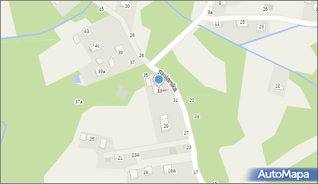 Mokrzyska, Stolarska, 33, mapa Mokrzyska