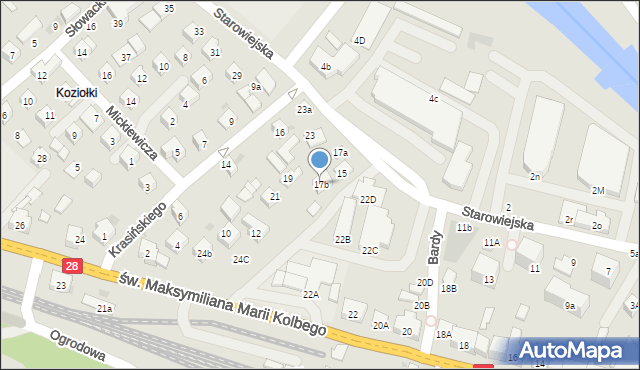 Mszana Dolna, Starowiejska, 17b, mapa Mszana Dolna