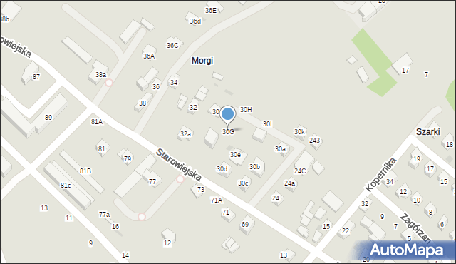 Mszana Dolna, Starowiejska, 30G, mapa Mszana Dolna