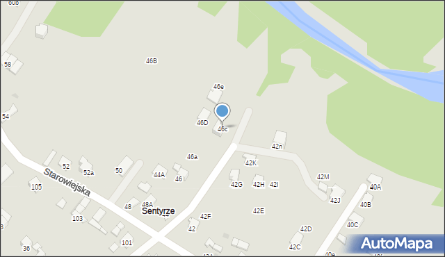 Mszana Dolna, Starowiejska, 46c, mapa Mszana Dolna