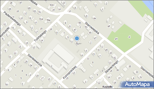 Mszana Dolna, Starowiejska, 51a, mapa Mszana Dolna