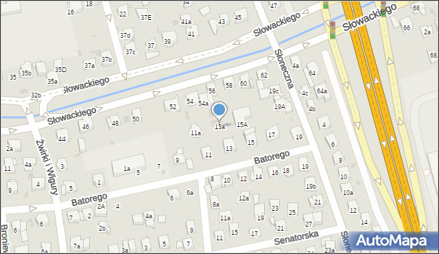Myślenice, Stefana Batorego, 13a, mapa Myślenice