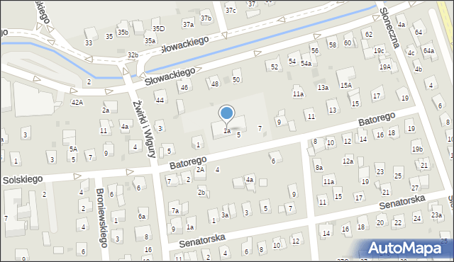 Myślenice, Stefana Batorego, 1a, mapa Myślenice
