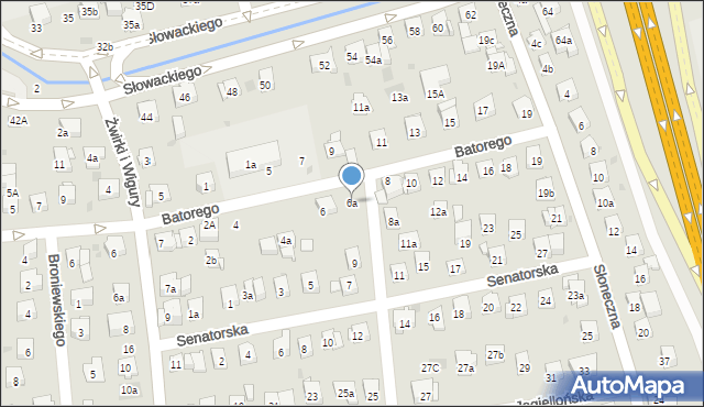 Myślenice, Stefana Batorego, 6a, mapa Myślenice