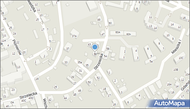 Myślibórz, Strzelecka, 39, mapa Myślibórz