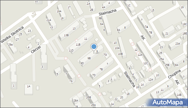 Mysłowice, Stalmacha Pawła, 9A, mapa Mysłowice