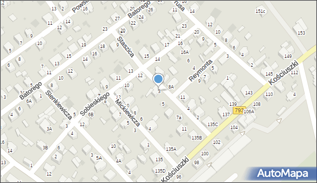 Myszków, Staszica Stanisława, 3, mapa Myszków