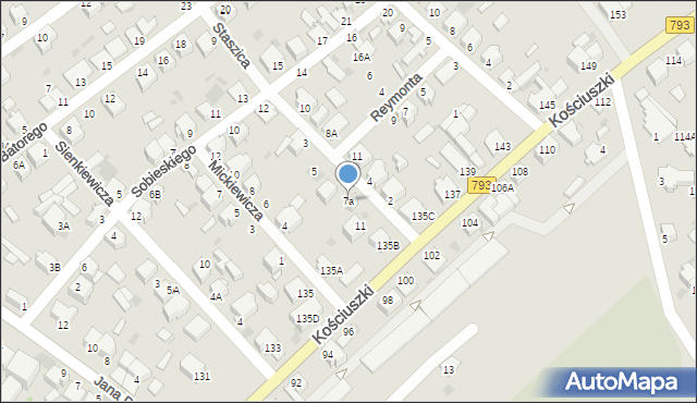 Myszków, Staszica Stanisława, 7a, mapa Myszków