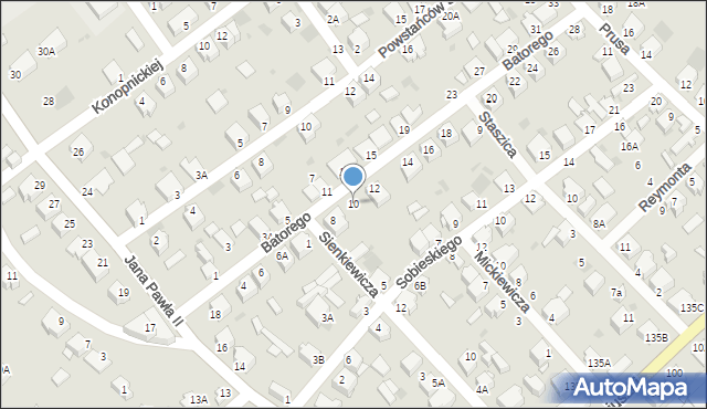 Myszków, Stefana Batorego, 10, mapa Myszków