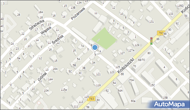 Myszków, Strażacka, 3, mapa Myszków