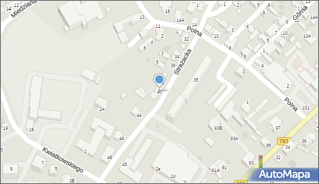 Myszków, Strażacka, 40, mapa Myszków