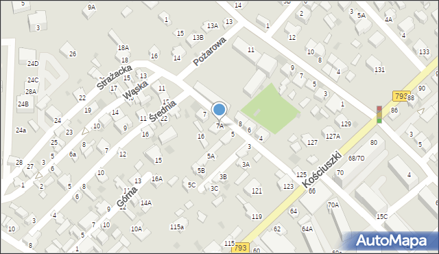 Myszków, Strażacka, 7A, mapa Myszków