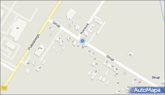 Myszków, Strugi, 16, mapa Myszków