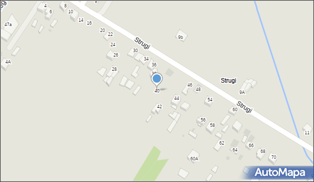 Myszków, Strugi, 40, mapa Myszków
