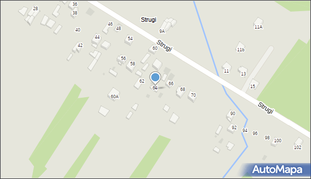 Myszków, Strugi, 64a, mapa Myszków