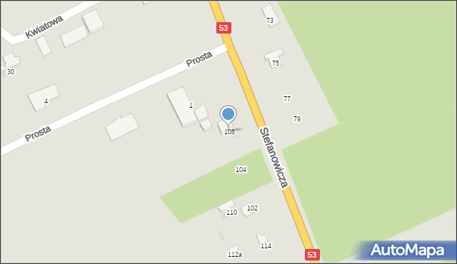 Myszyniec, Stefanowicza Kazimierza, 106, mapa Myszyniec