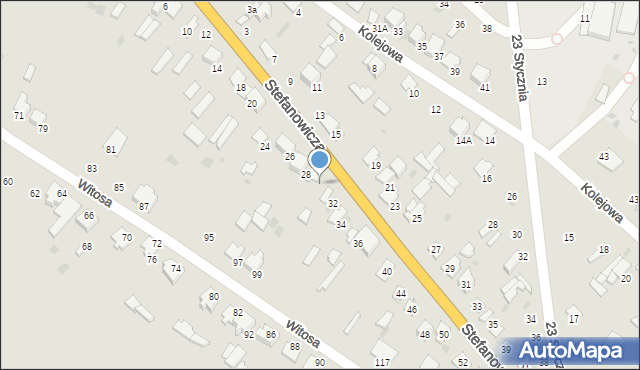 Myszyniec, Stefanowicza Kazimierza, 30, mapa Myszyniec