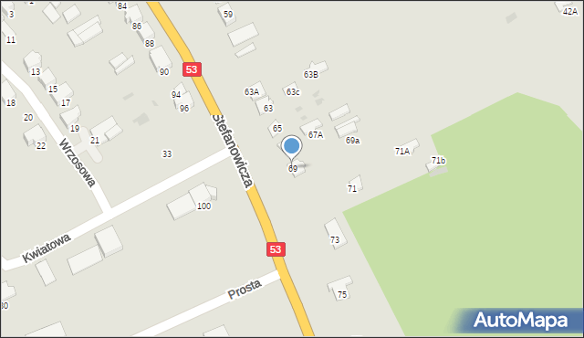 Myszyniec, Stefanowicza Kazimierza, 69, mapa Myszyniec