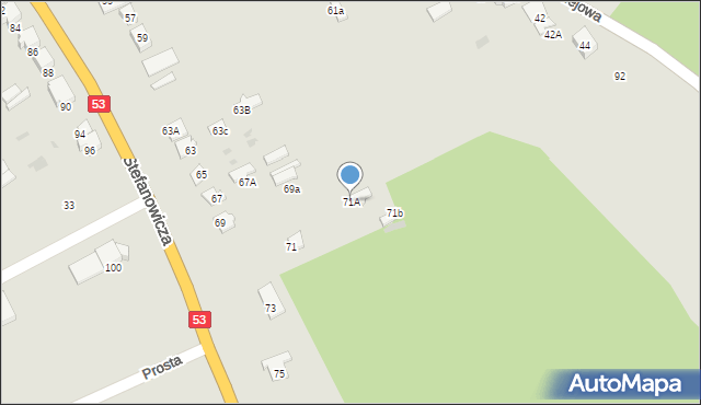 Myszyniec, Stefanowicza Kazimierza, 71A, mapa Myszyniec